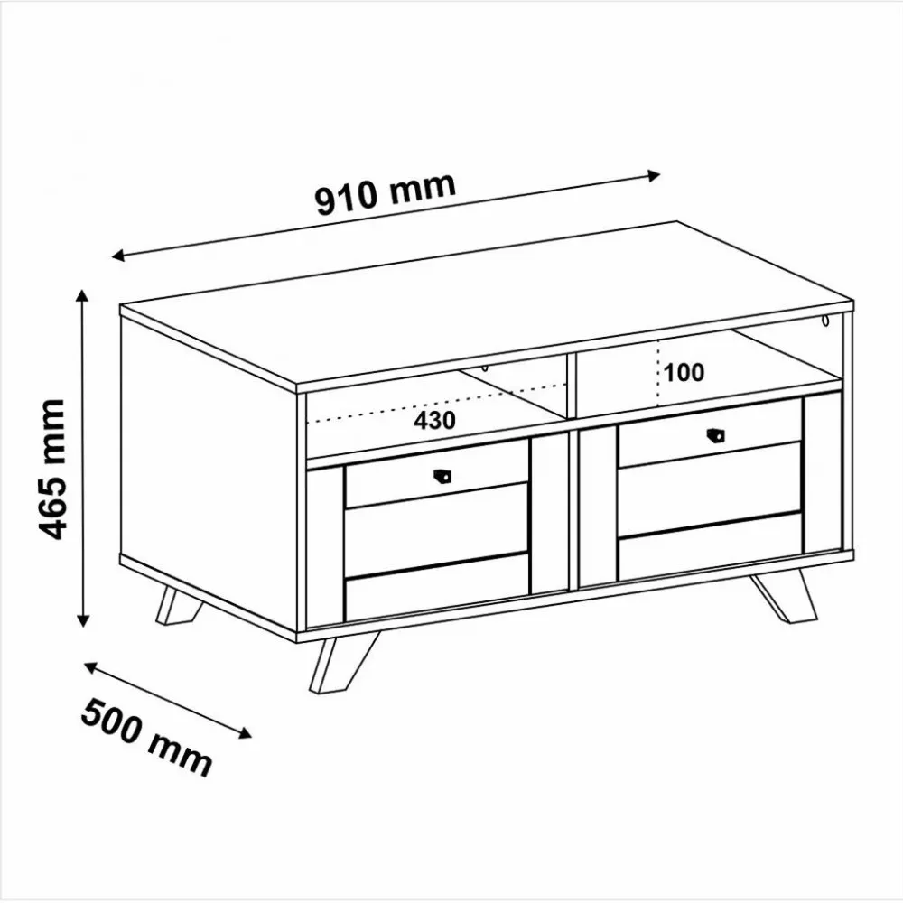 Mesa de Centro 2 Gavetas Trama Artely