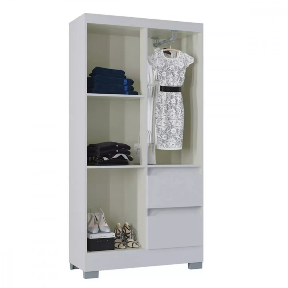 Guarda Roupa Solteiro 4 Portas 2 Gavetas Nápoles Poquema