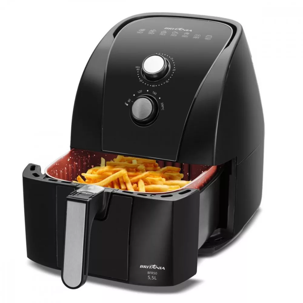 Imagem 9 de 24 de Fritadeira Elétrica Air Fryer Britânia 5,5L Antiaderente Redstone 1500W BFR50