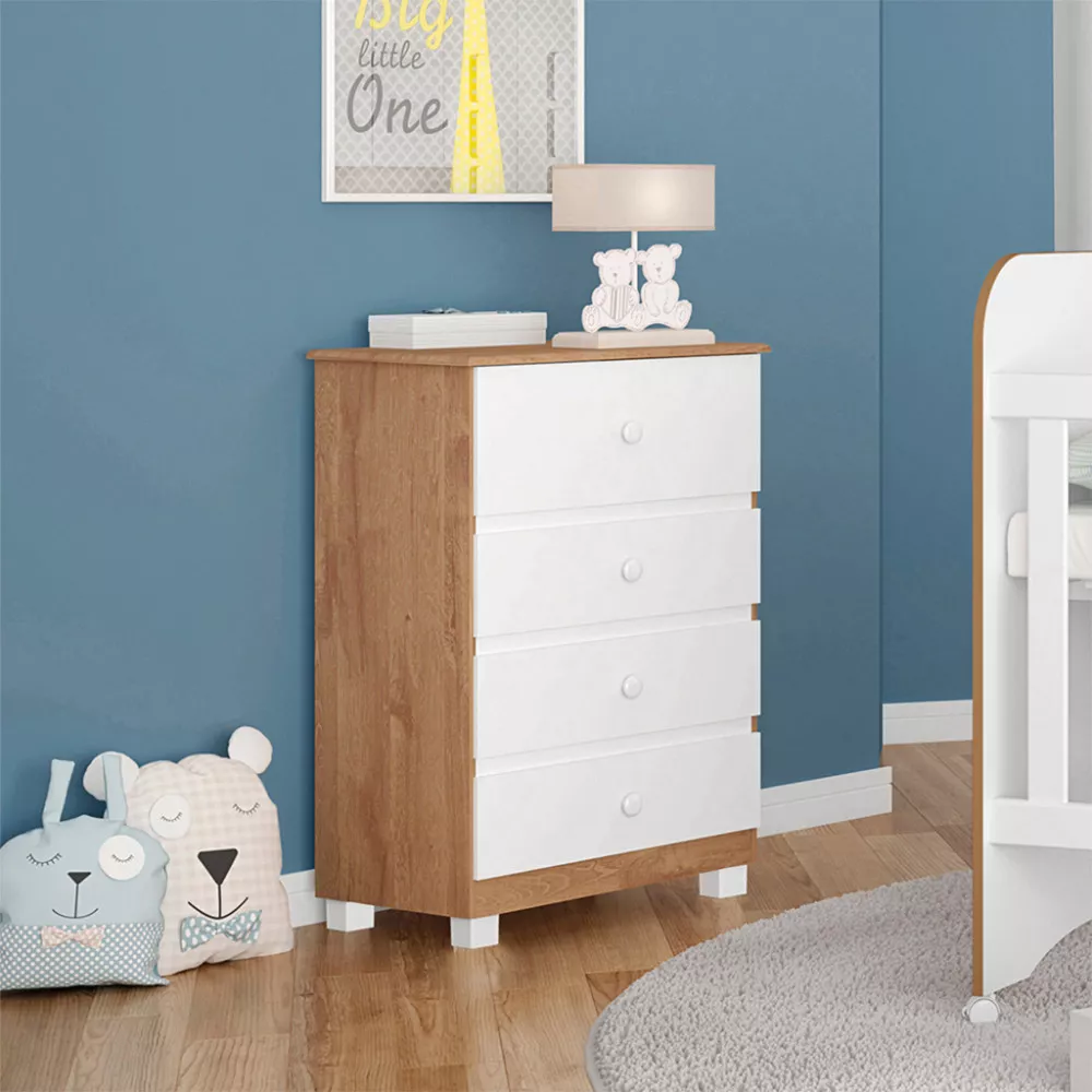 Cômoda Infantil Turquesa New 4 Gavetas Tuboarte