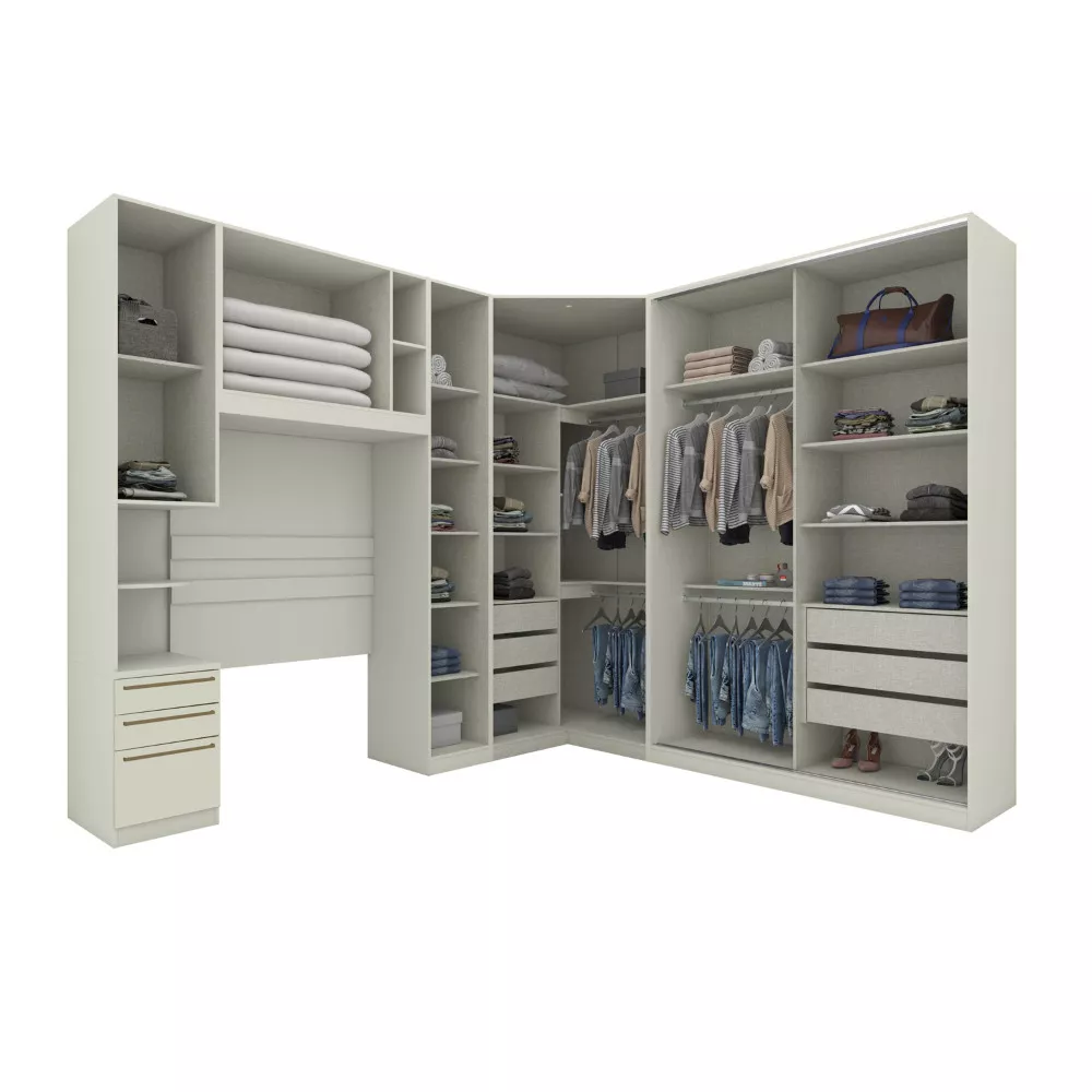 Quarto Solteiro Completo Henn Seletto 5 Peças 8 Portas 3 Gavetas