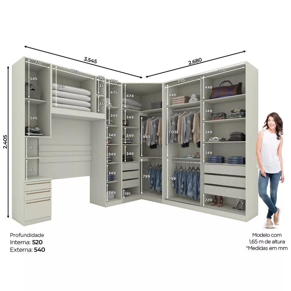 Quarto Solteiro Completo Henn Seletto 5 Peças 8 Portas 3 Gavetas