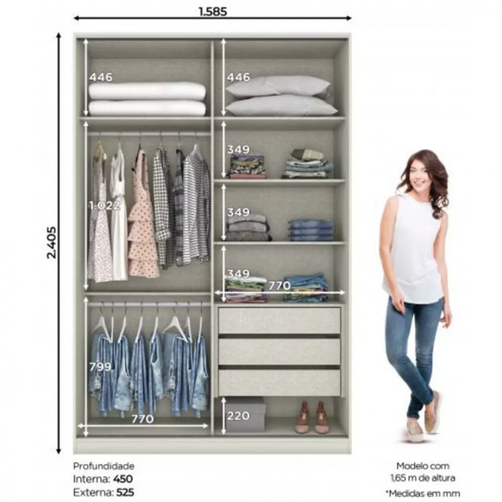 Quarto Solteiro Completo Henn Seletto 5 Peças 8 Portas 3 Gavetas