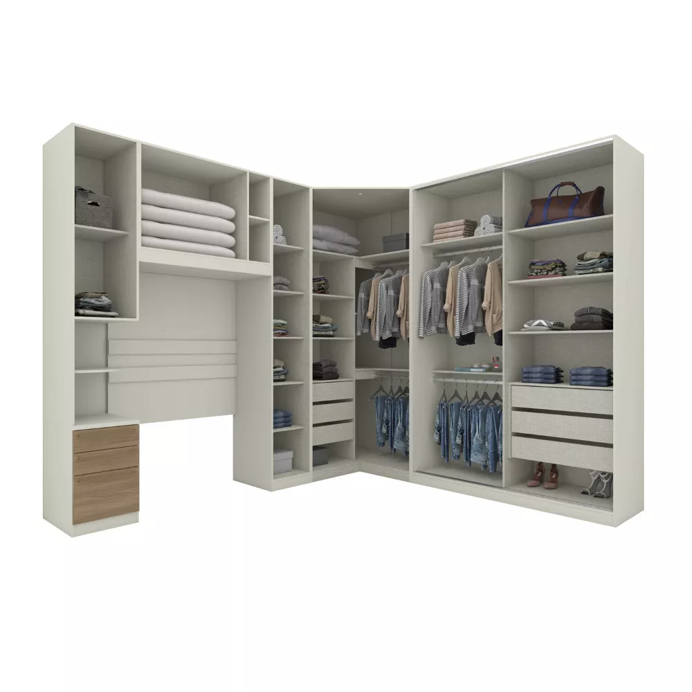 Quarto Solteiro Completo Henn Seletto 5 Peças 8 Portas 3 Gavetas