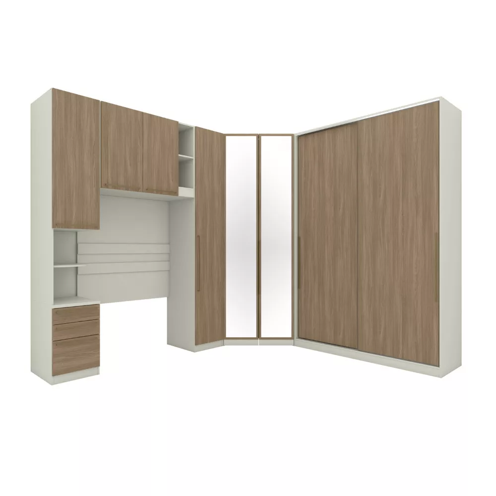 Quarto Solteiro Completo Henn Seletto 5 Peças 8 Portas 3 Gavetas