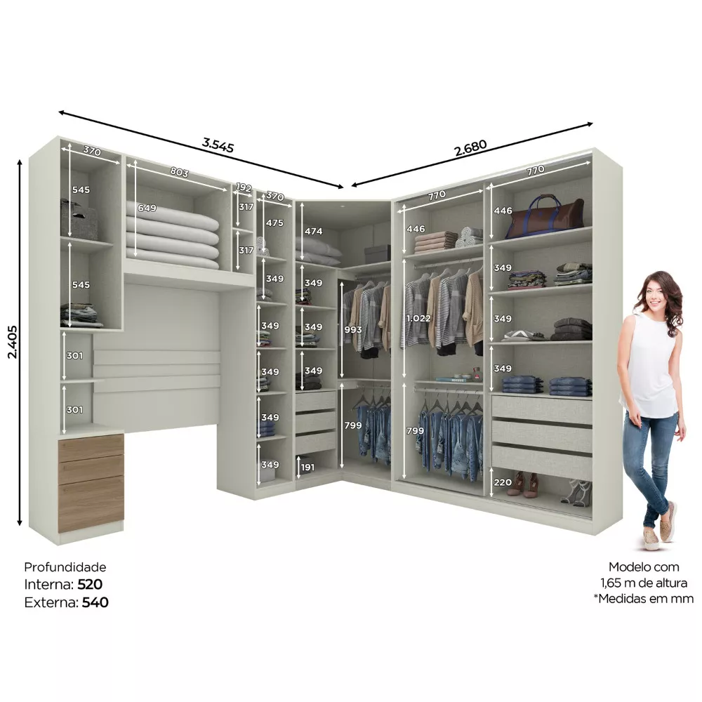 Quarto Solteiro Completo Henn Seletto 5 Peças 8 Portas 3 Gavetas