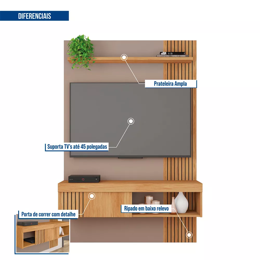Painel para Tv até 45 Polegadas Jade 1.2 Caemmun